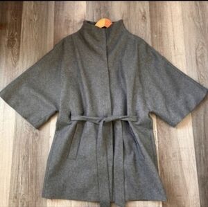 Brand New H&M Gray Belted Kimono Sleeve Wool Coat